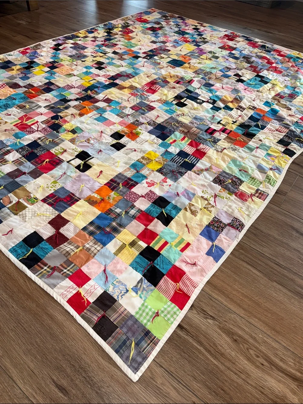 Vintage Handmade Multicolor Patchwork Quilt - no padding